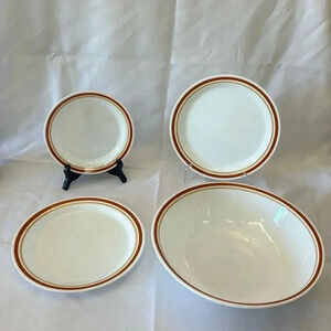 Corelle Cinnamon Chestnut Large Serving Bowl & Plates - Set of 4